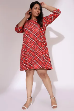 Red Plaid Printed Dress