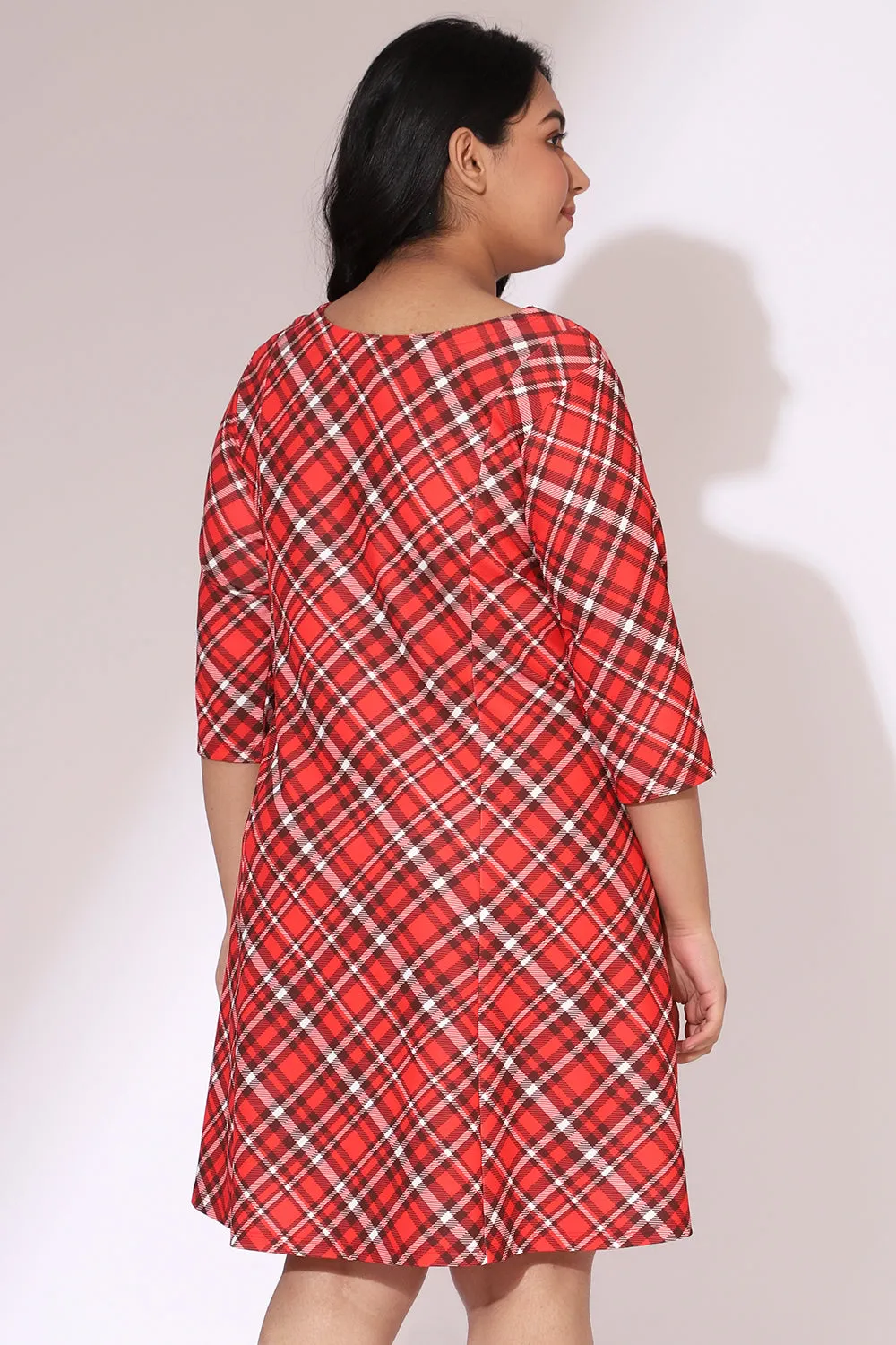 Red Plaid Printed Dress