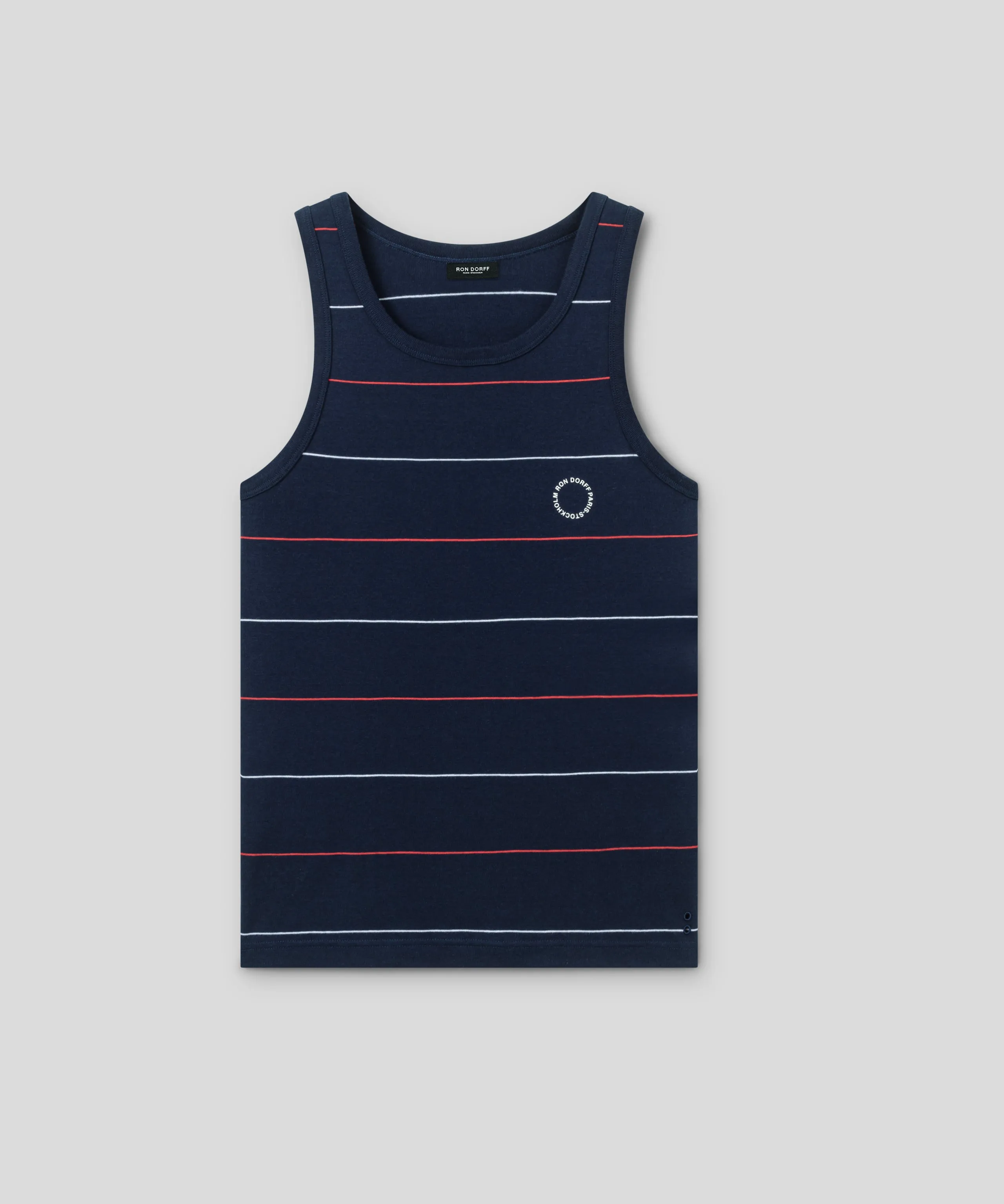 Ribbed Tank Top w. Tennis Stripes: Navy