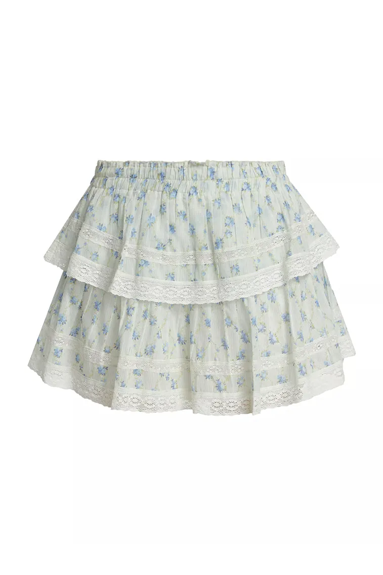 Ruffle Mini Dainty Floral Cotton Skirt