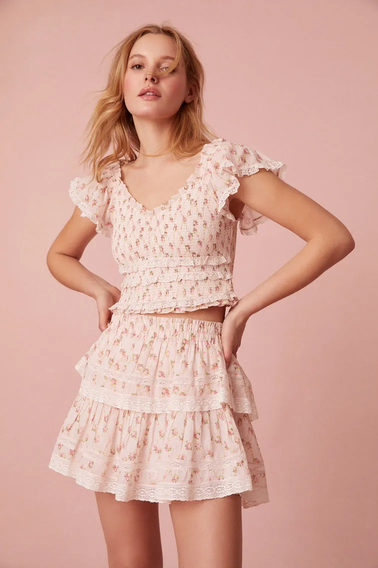 Ruffle Mini Dainty Floral Cotton Skirt