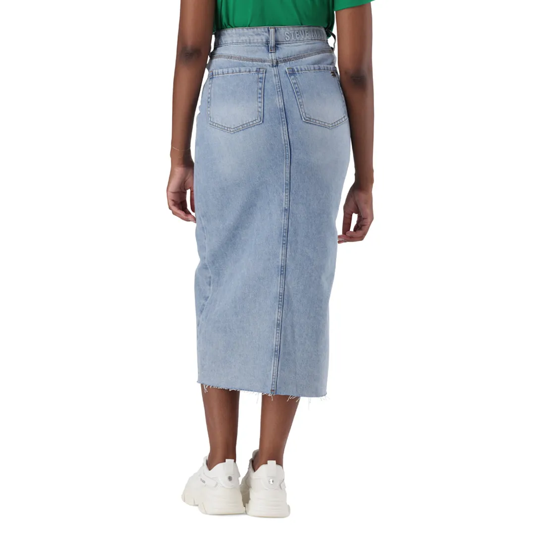 SARAH DENIM MAXI MID WASH SKIRT