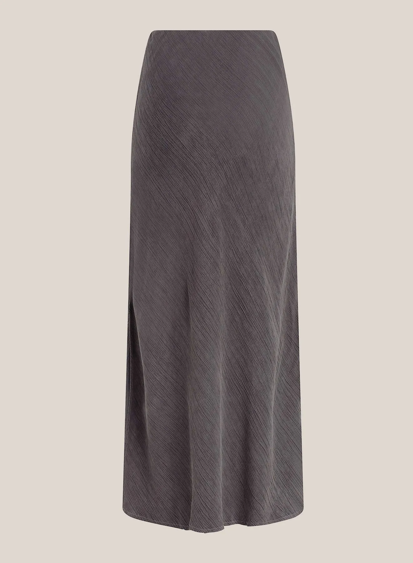 Side Slit Bias Maxi Skirt  - Slate Charcoal