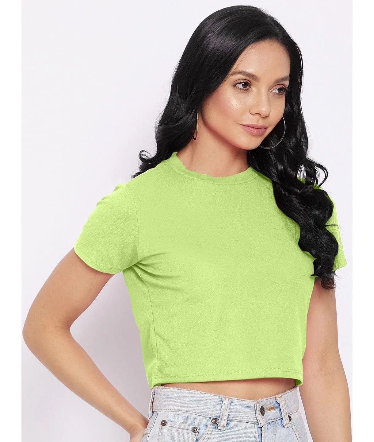 Solid Cotton Stretchable Crop Top