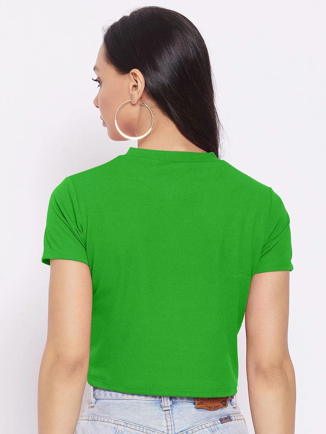 Solid Cotton Stretchable Crop Top