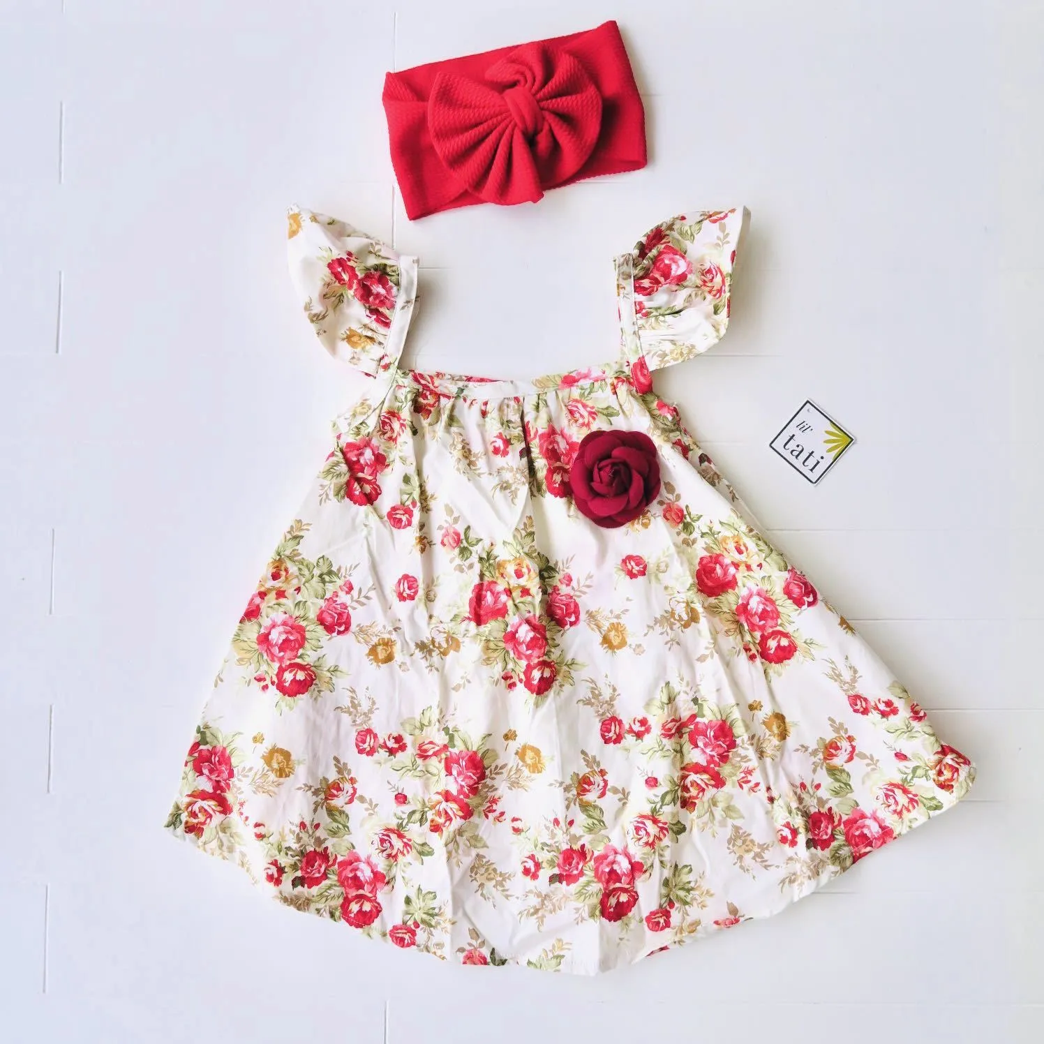 Sunflower Dress in Red Flowers Print