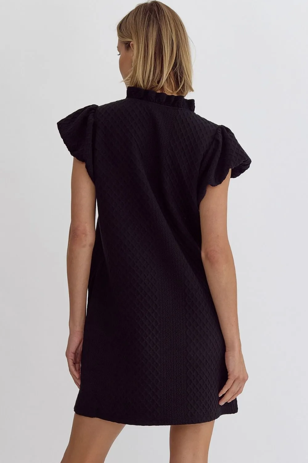 Textured Mini Dress - Black