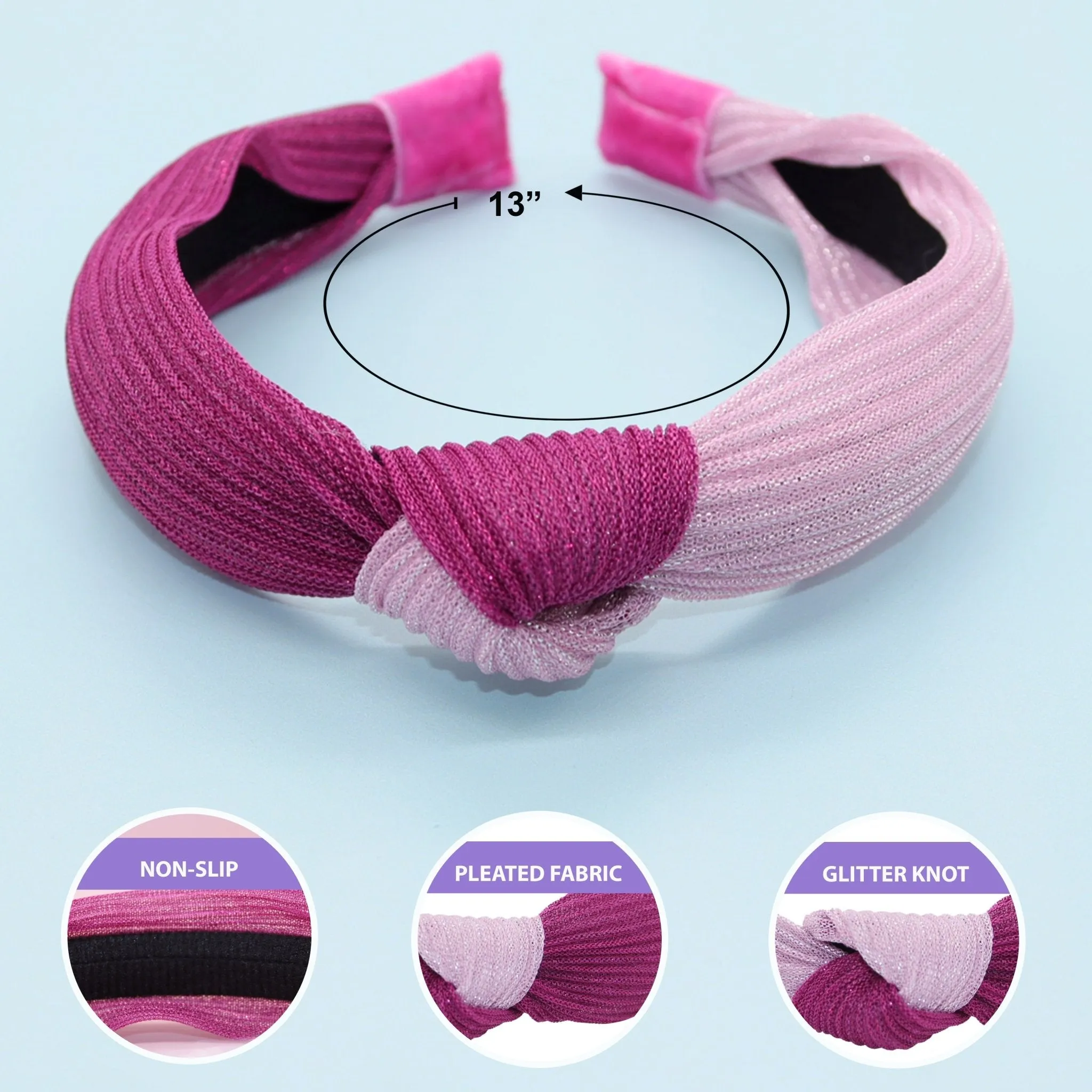 Two Tone Pleated Knot Headband