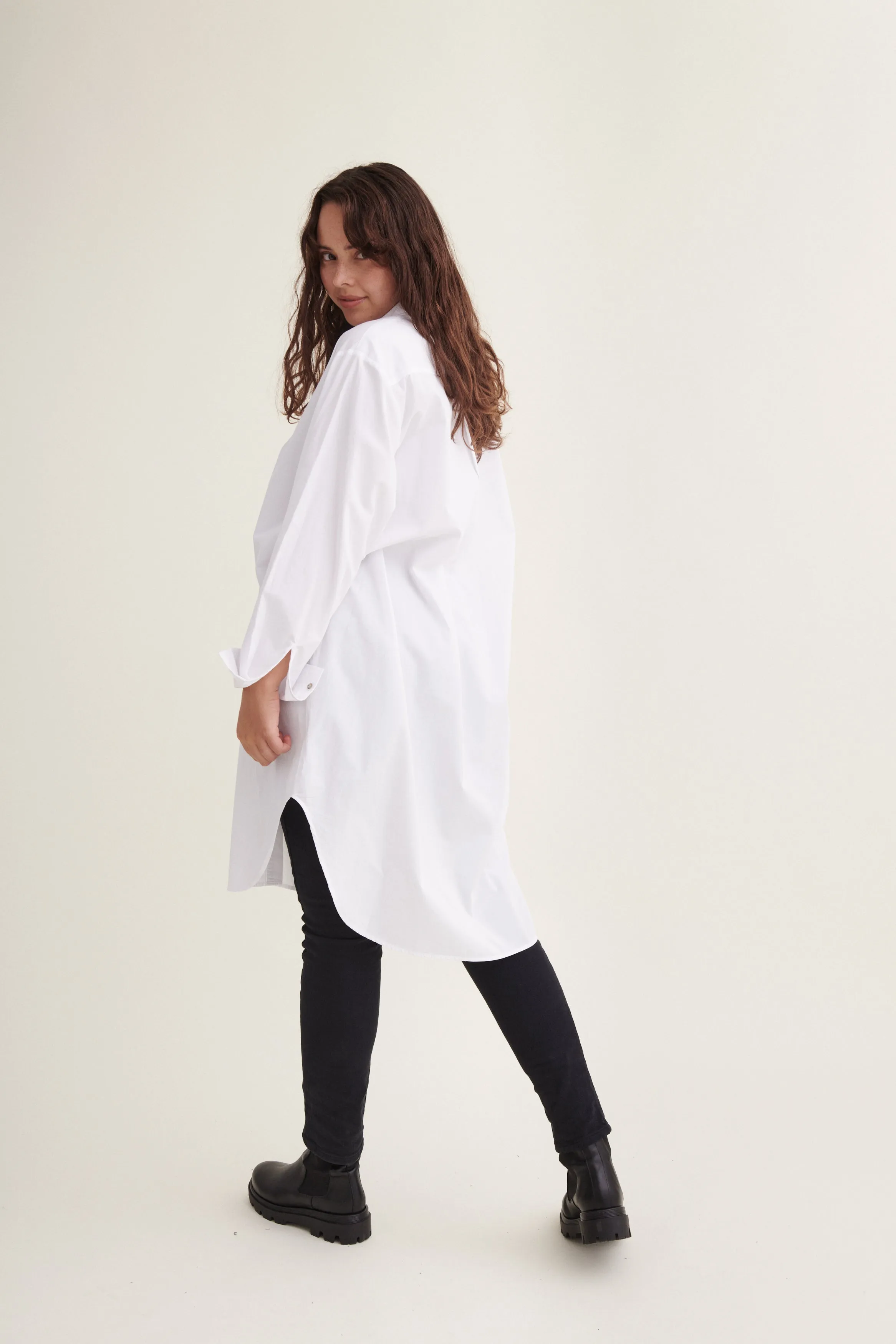 Vilde Loose Shirt Dress - Bright White