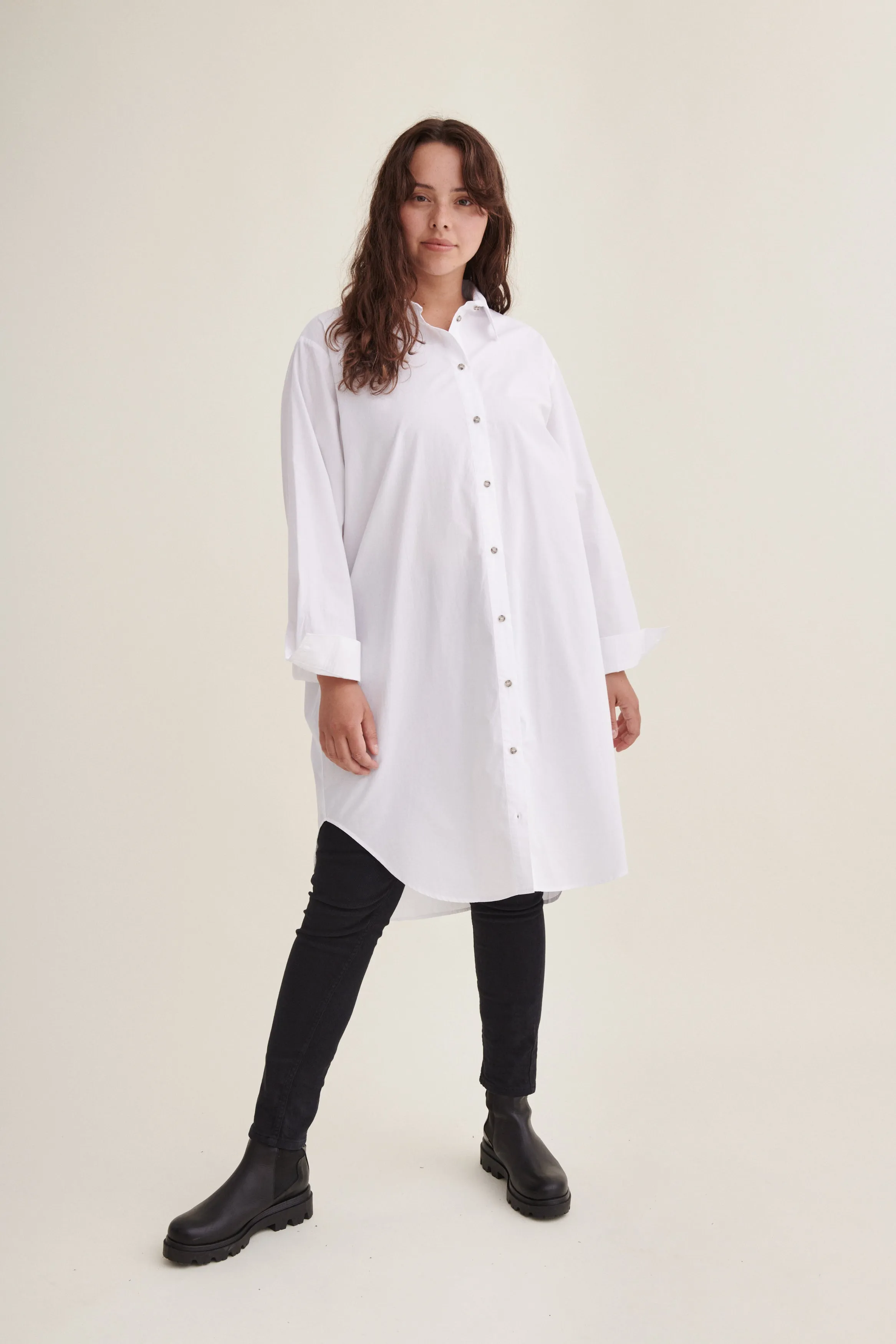 Vilde Loose Shirt Dress - Bright White