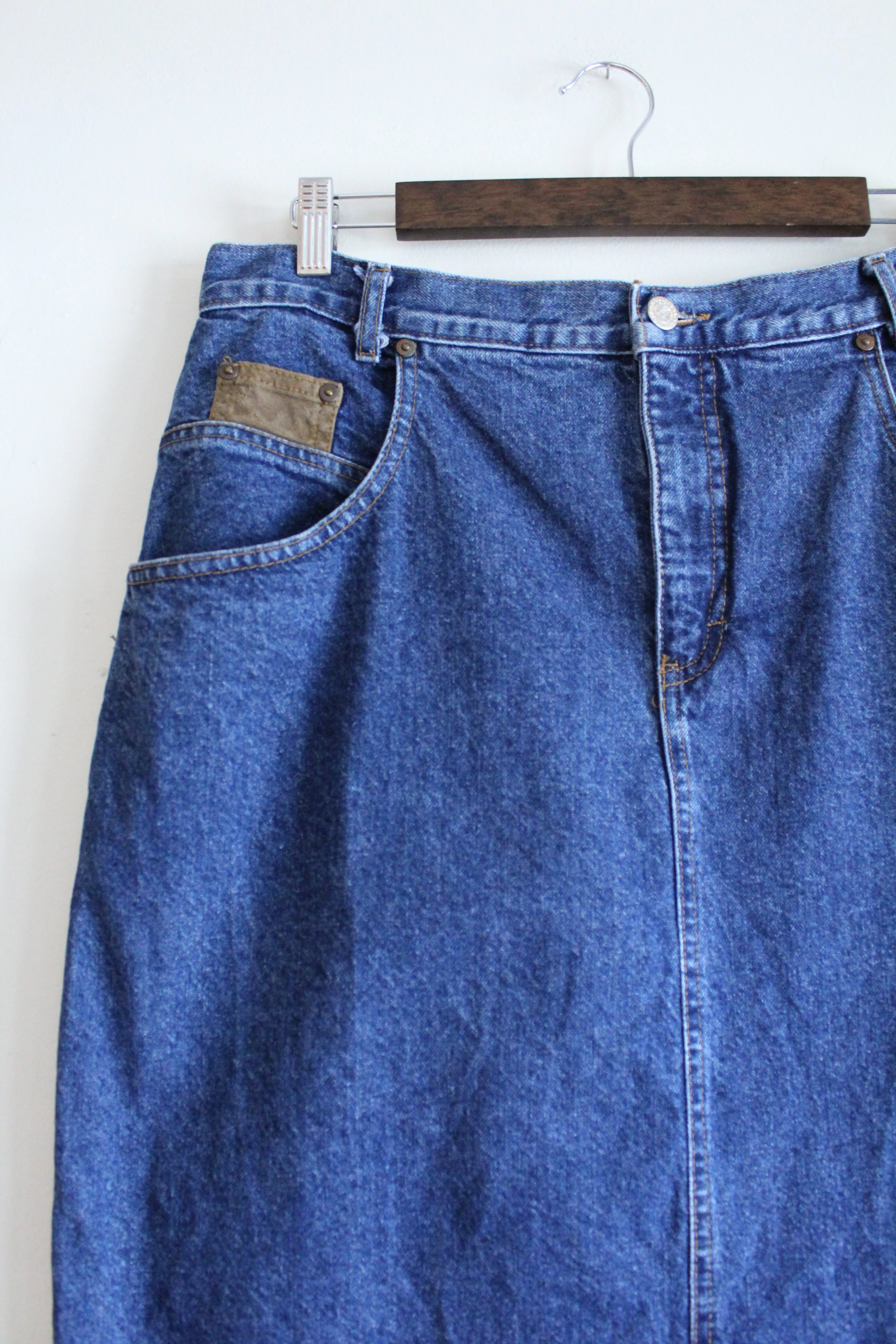 Vintage Denim Skirt with Brown Details