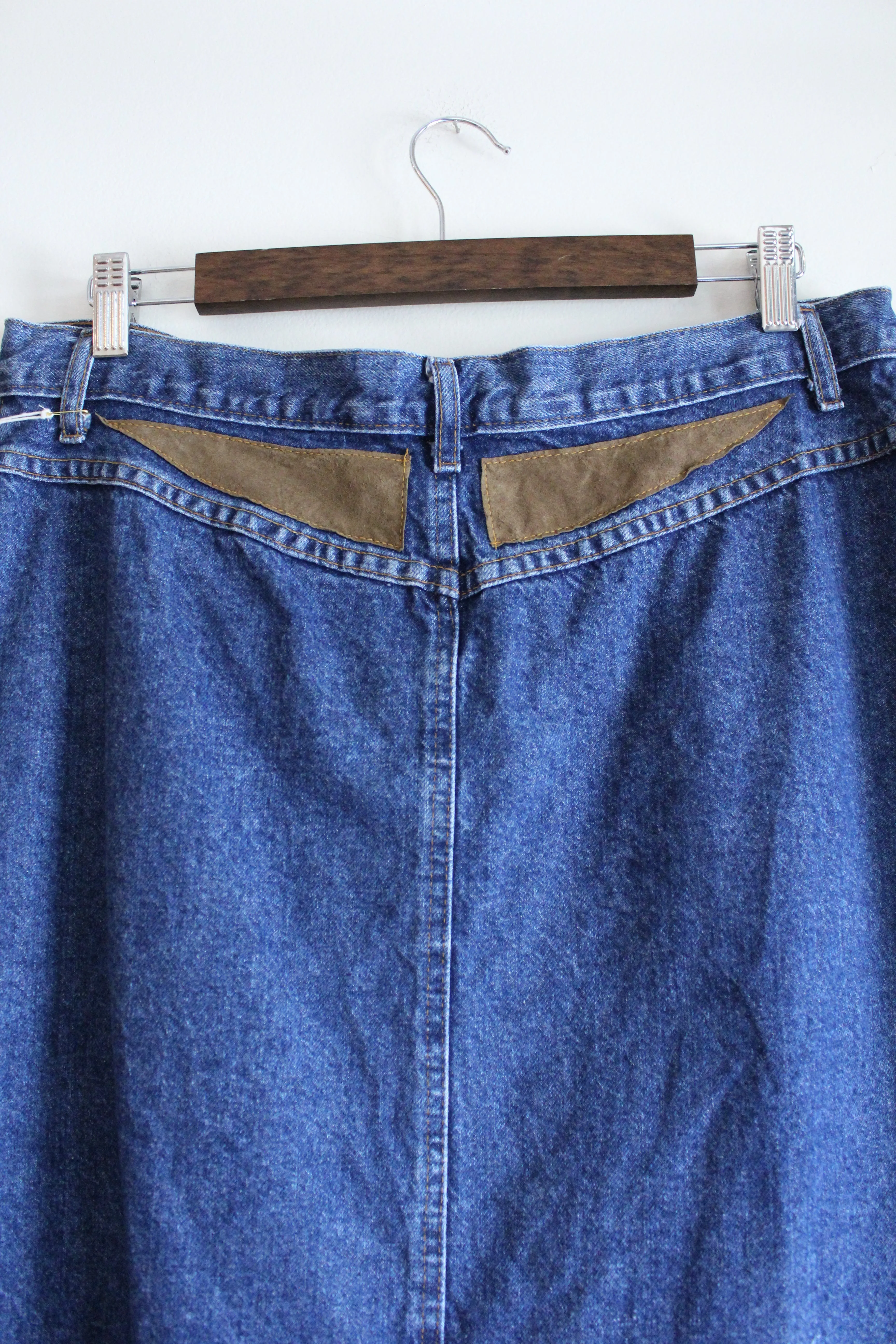 Vintage Denim Skirt with Brown Details