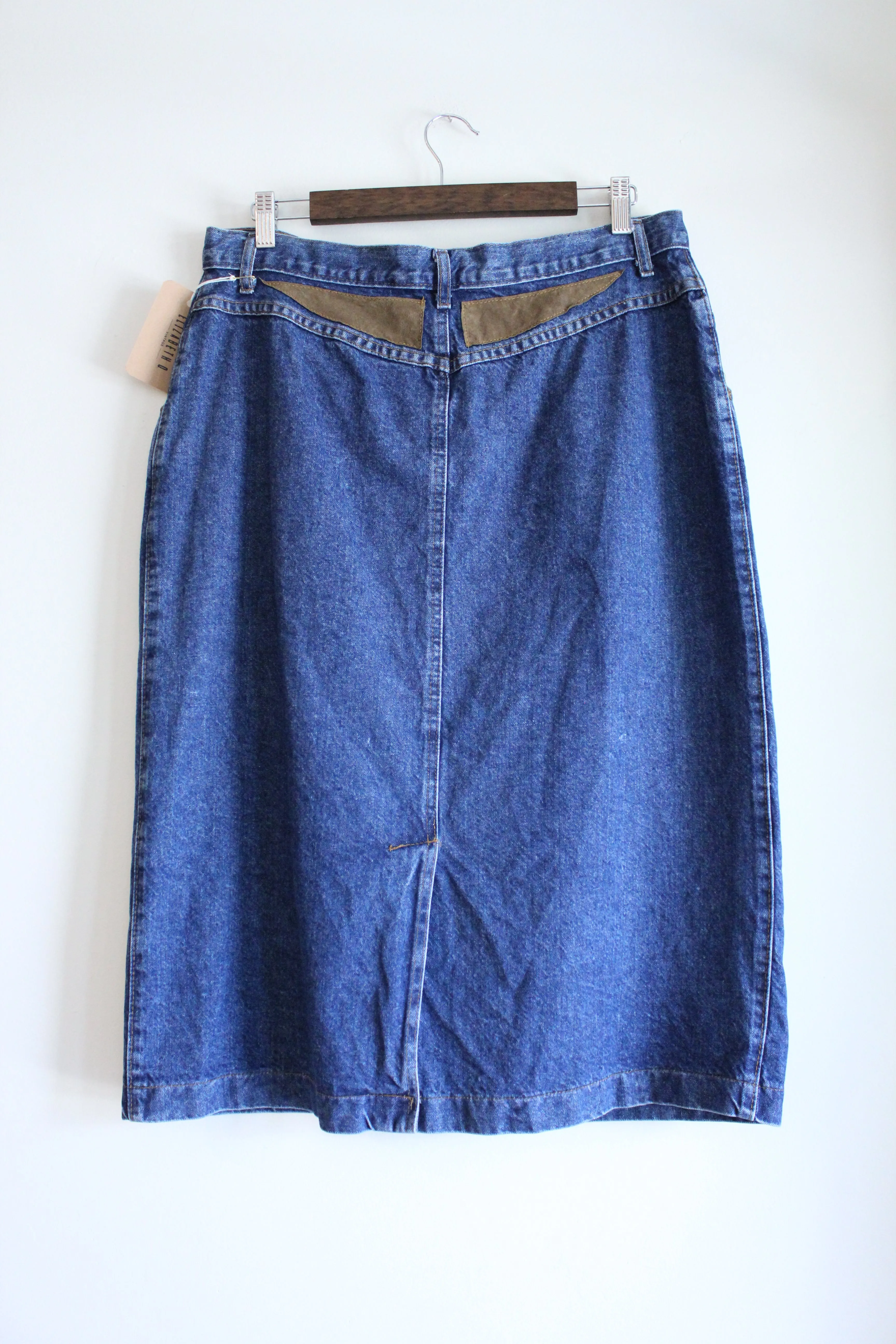 Vintage Denim Skirt with Brown Details