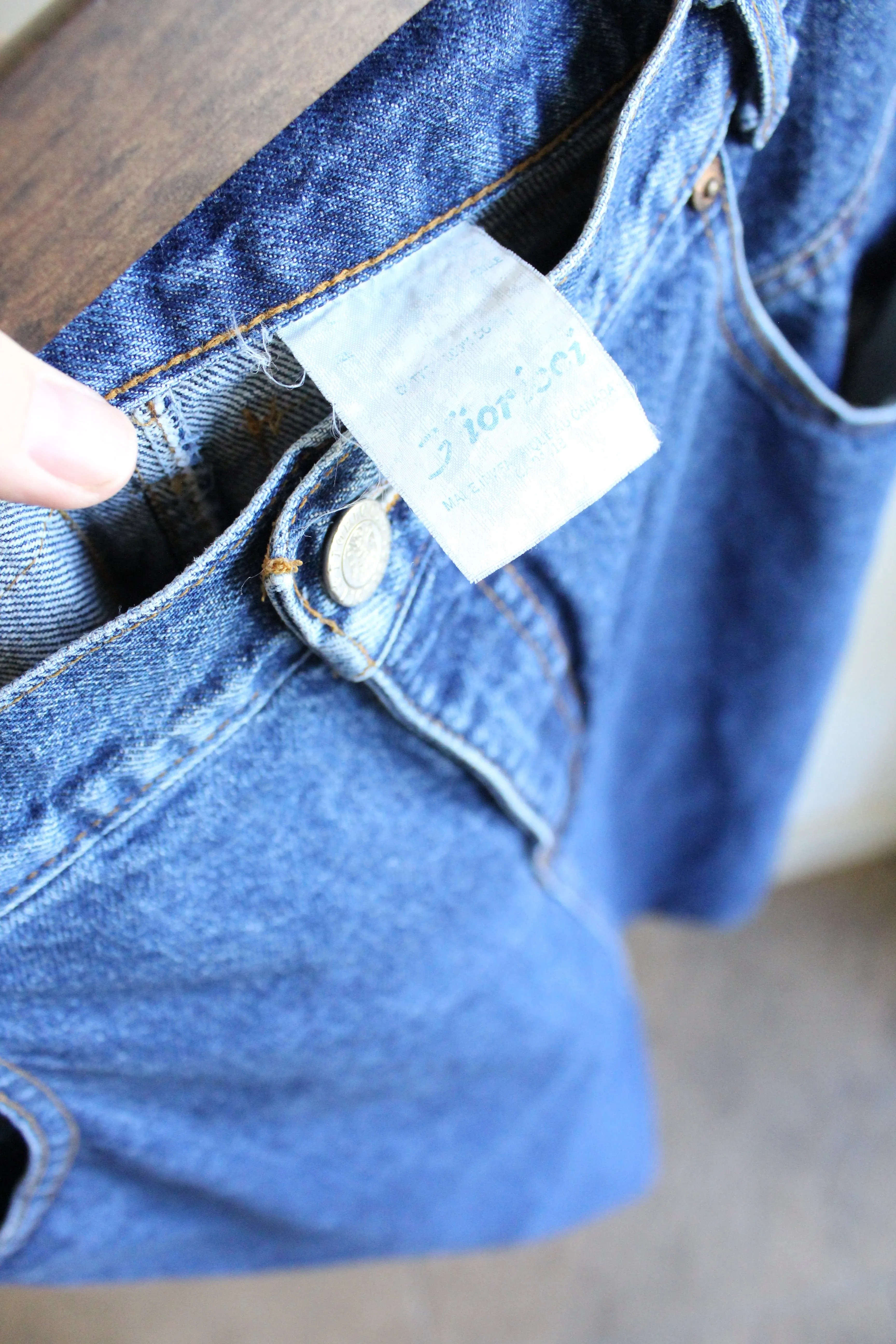 Vintage Denim Skirt with Brown Details