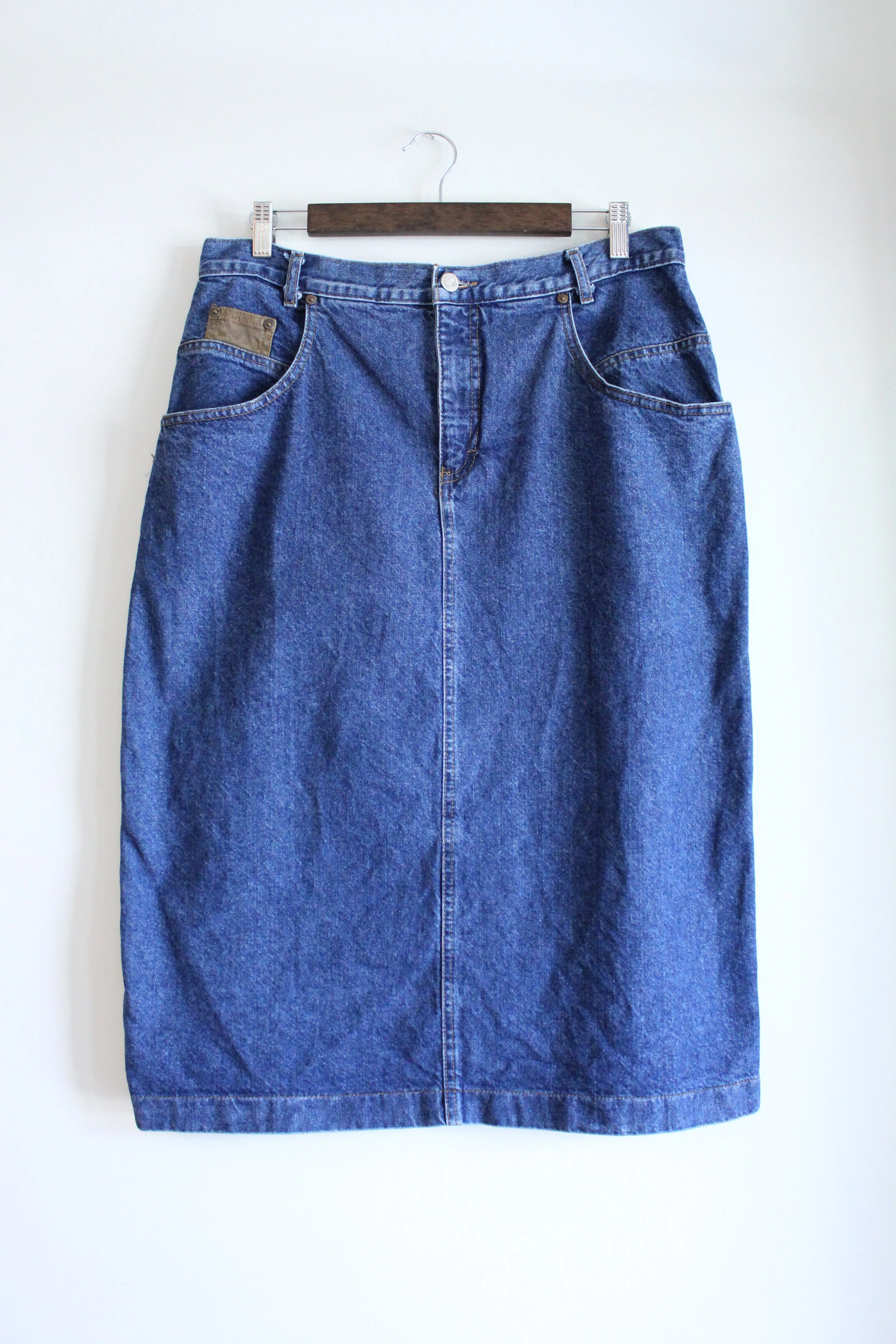 Vintage Denim Skirt with Brown Details