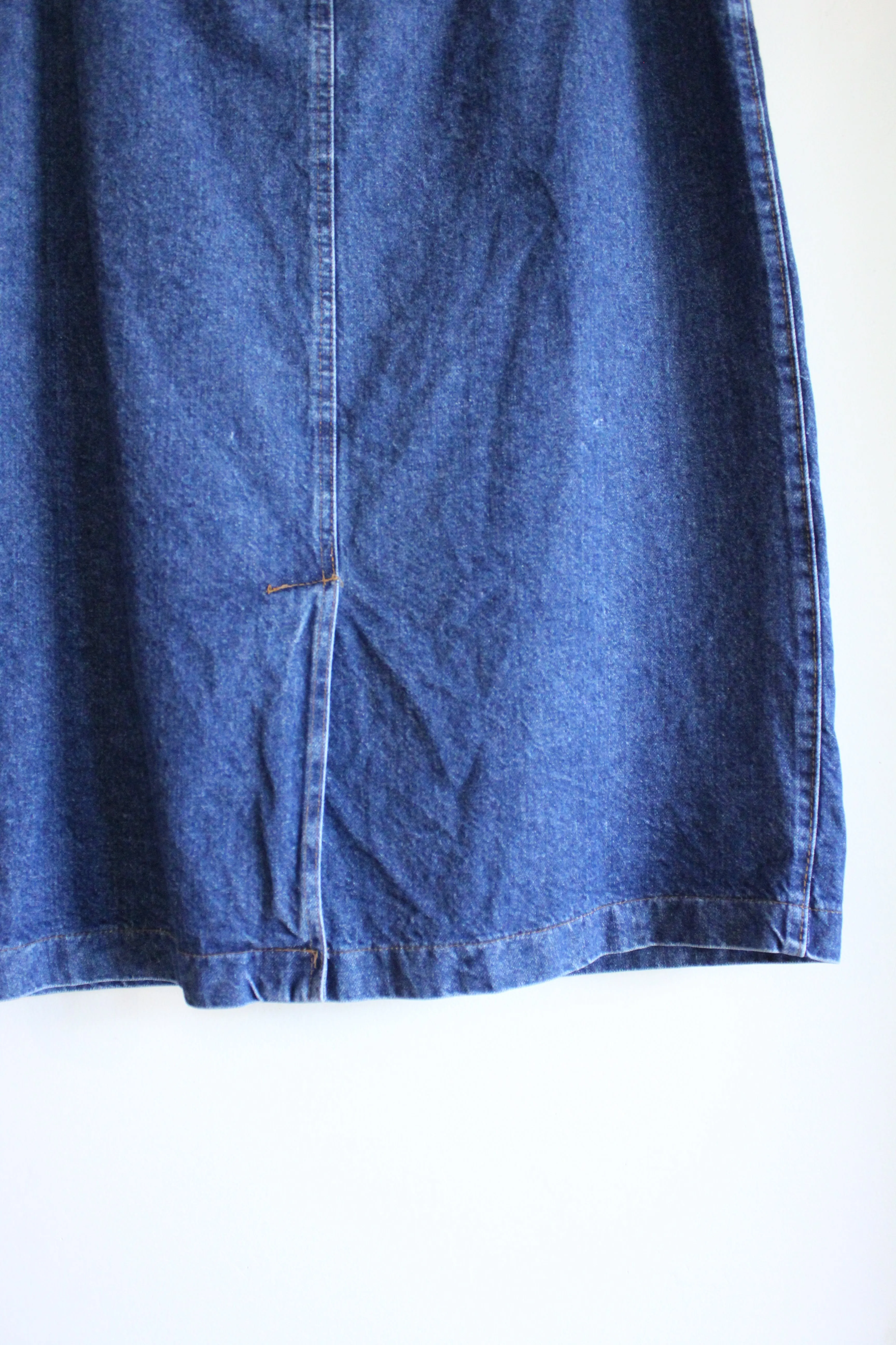 Vintage Denim Skirt with Brown Details