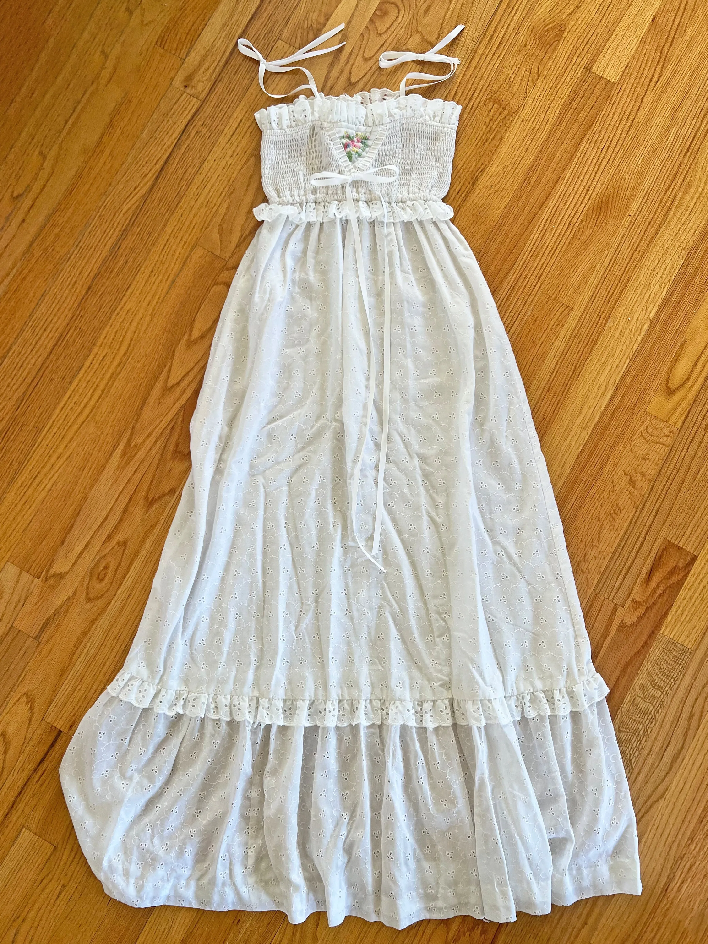 VINTAGE: White Eyelet Maxi Dress