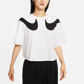 W NSW SWOOSH CROP SS TOP WHITE