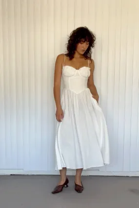 White Linen French Cup Dress