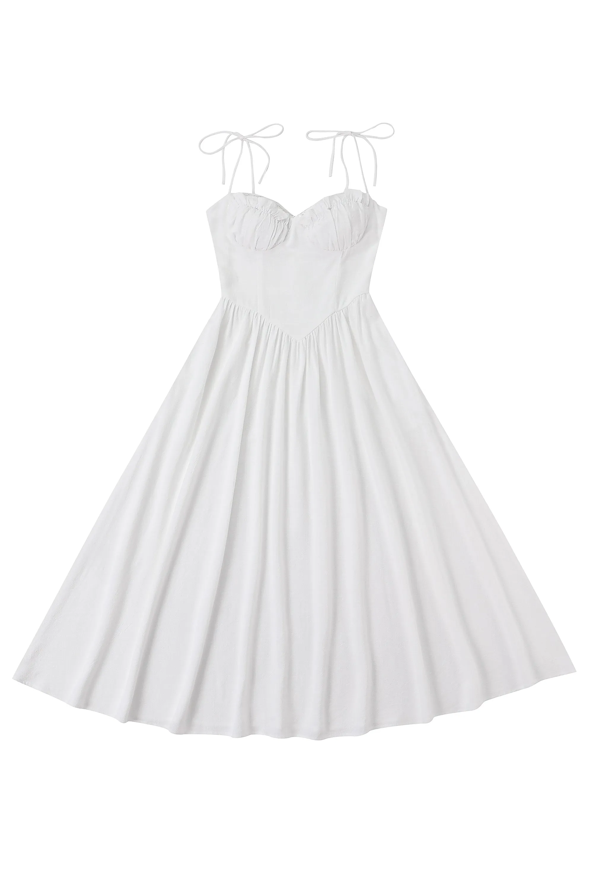 White Linen French Cup Dress