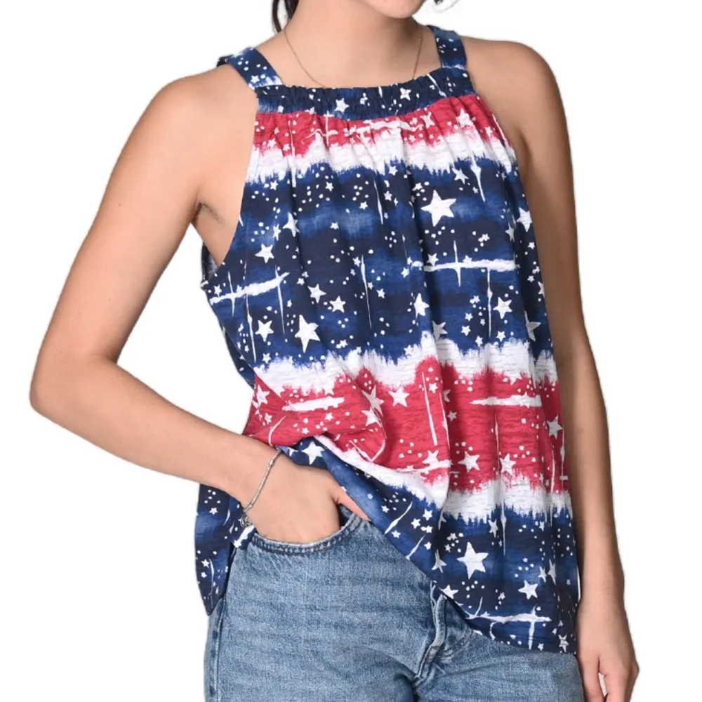 Women's Starry Print Burnout Tank Top